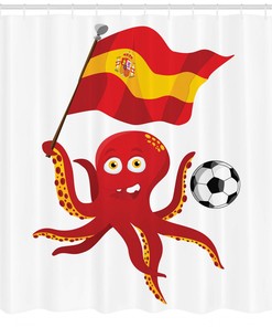 Spain Flag European Football Octopus Funny Shower Curtain
