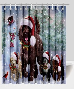 Spanish Water Dog Christmas Shower Curtain for Dog Lovers