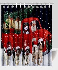 Spanish Water Dog Christmas Shower Curtain for Dog Lovers