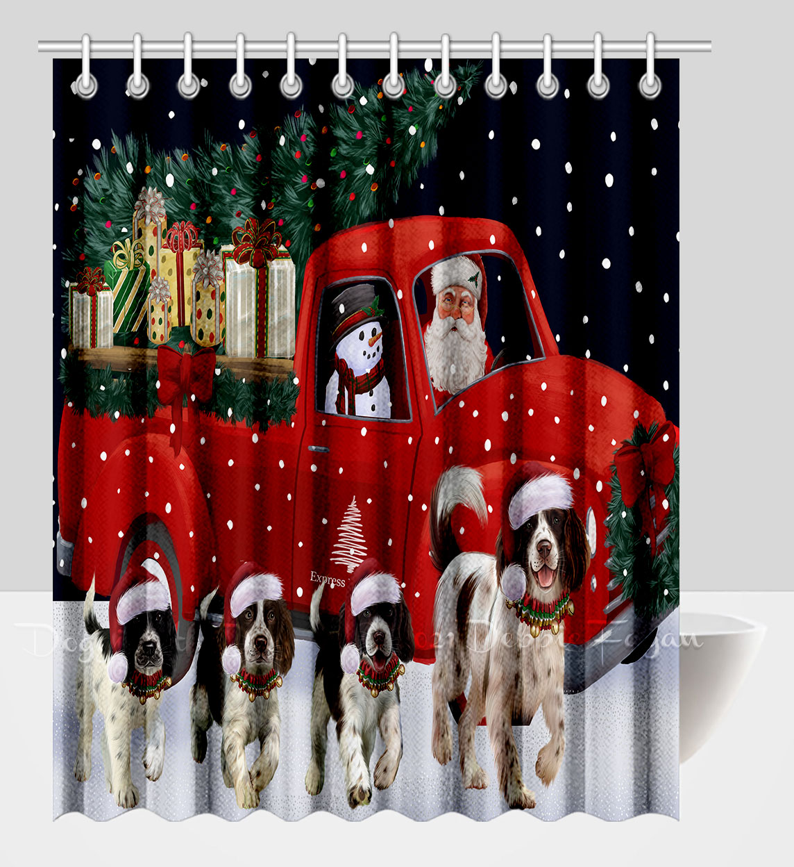 Spanish Water Dog Christmas Shower Curtain for Dog Lovers