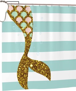 Sparkling Mermaid-Tail Shower Curtain, Waterproof Bathroom Curtain For Home Hotel Decor With Unique Shower Curtains