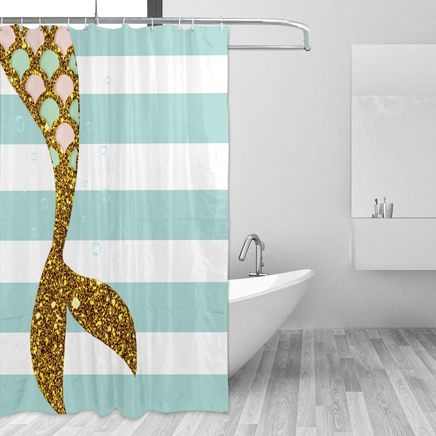 Sparkling Mermaid-Tail Shower Curtain, Waterproof Bathroom Curtain For Home Hotel Decor With Unique Shower Curtains - Image 3