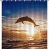 Sparkling Sea Dolphin Shower Curtain With Sunset Dolphins Jumping Out Of The Sea Bath Curtain