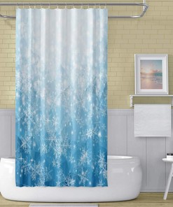 Sparkly Glitter Snowflake Shower Curtain Merry Christmas Bathroom Decor Beautiful Fresh Style Fabric