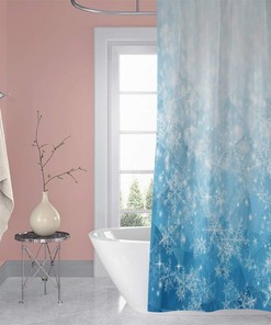 Sparkly Glitter Snowflake Shower Curtain Merry Christmas Bathroom Decor Beautiful Fresh Style Fabric