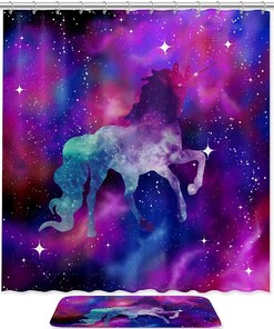 Sparkly Unicorn Galaxy Shower Curtain - A Magical Addition to Your Bathroom