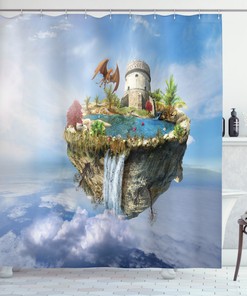 Spectacular Dragon Castle Tower Waterfall Shower Curtain For A Majestic Bathroom