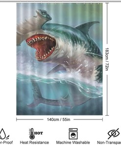 Sphyrna Shark Ocean Print Soft Lightweight Shower Curtain for Bathroom