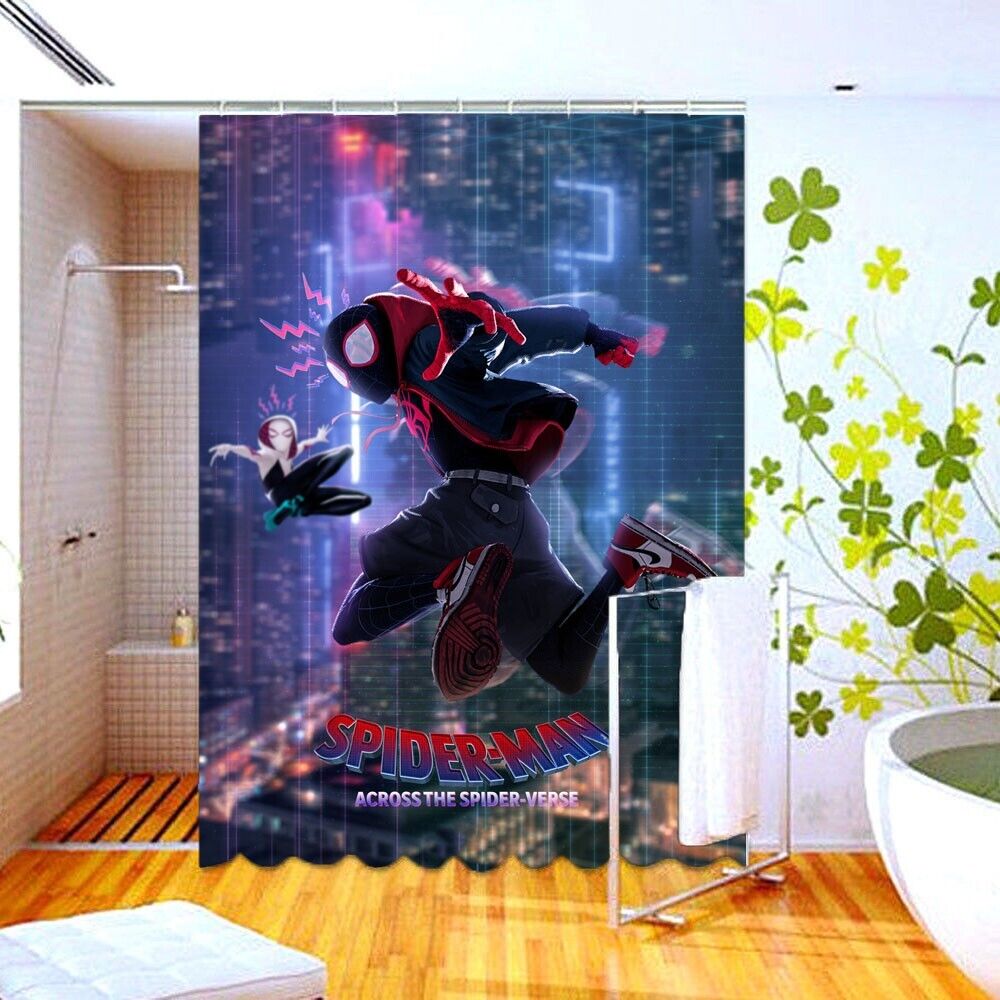 Spider-Man Across the Spider-Verse Waterproof Shower Curtain for a Modern Marvel-Inspired Bathroom Design