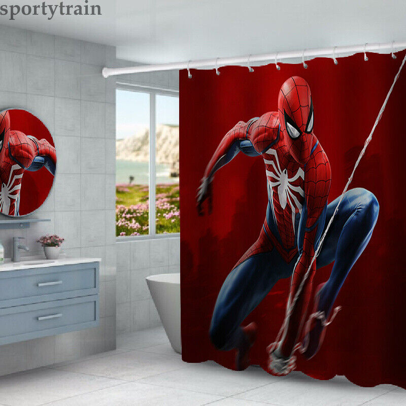 Spider-Man Bathroom Shower Curtain with Matching Seat Cover for a Coordinated Look