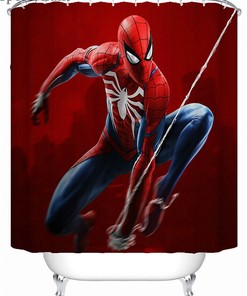 Spider-Man Bathroom Shower Curtain with Matching Seat Cover for a Coordinated Look