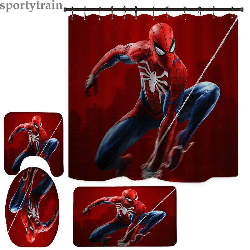 Spider-Man Bathroom Shower Curtain with Matching Seat Cover for a Coordinated Look
