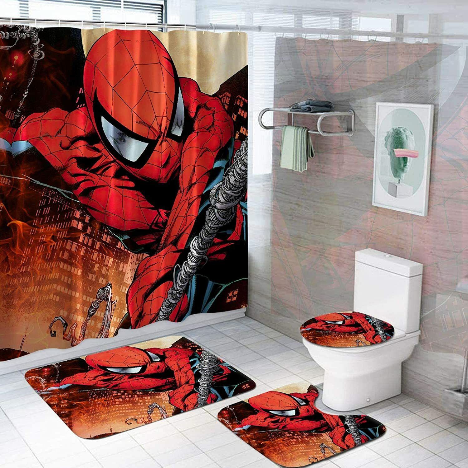 Spider-Man Comics Theme Bathrooms Shower Curtain for Comic Book Collectors