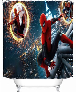 Spider-Man Juegos de Bano Cortina de Ducha Alfombra de Bano Tapa del Inodoro Cubierta del Asiento-