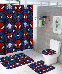 Spider-Man Logo Bathrooms Set Shower Curtain for a Classic Superhero-Themed Bathroom