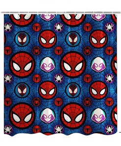 Spider-Man Logo Bathrooms Set Shower Curtain for a Classic Superhero-Themed Bathroom
