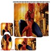 Spider-Man Shower Curtain With Bathroom Mat And Lid Sanitary - Perfect For Superhero Fans