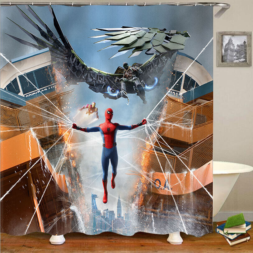 Spiderman 3D Full Print Design Printed Shower Curtain