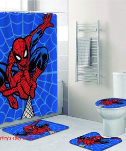 Spiderman Bathroom Mat Foot Mat Shower Curtain for a Complete Look