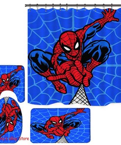Spiderman Bathroom Mat Foot Mat Shower Curtain for a Complete Look