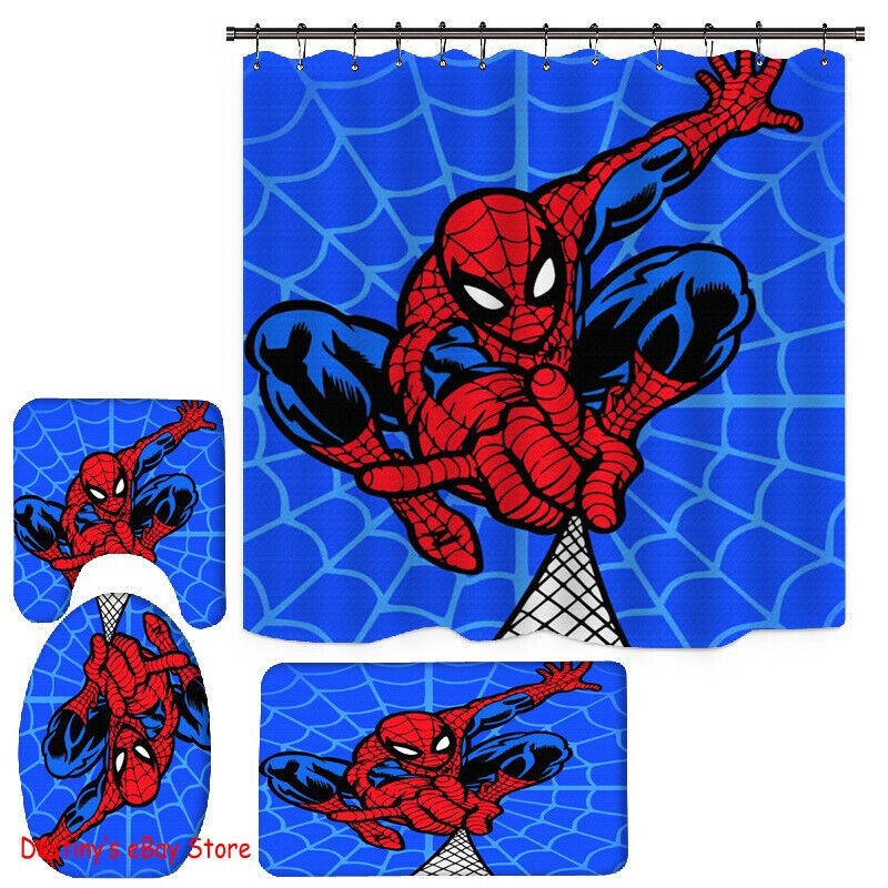 Spiderman Bathroom Mat Foot Mat Shower Curtain for a Complete Look
