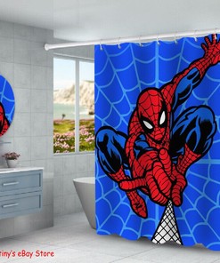 Spiderman Bathroom Mat Foot Mat Shower Curtain for a Complete Look