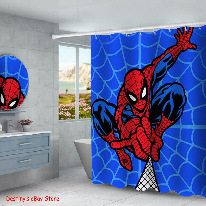 Spiderman Bathroom Mat Foot Mat Shower Curtain for a Complete Look
