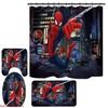 Spiderman Bathroom Set With Matching Shower Curtain And Foot Mat On Carpet