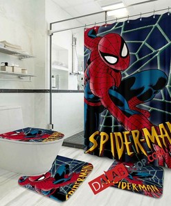 Spiderman Bathroom Set with Shower Curtain for Fans of the Hero