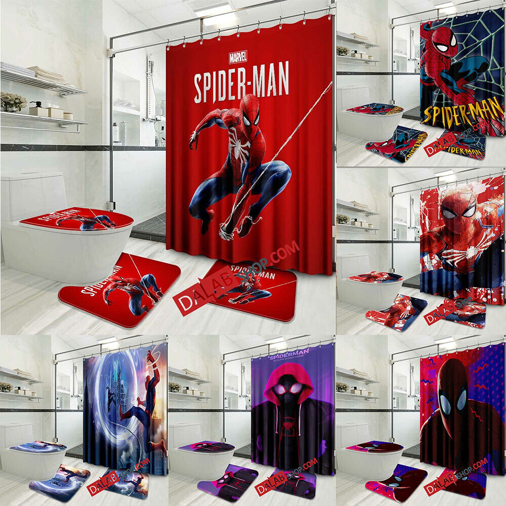 Spiderman Bathroom Set with Shower Curtain for Fans of the Hero