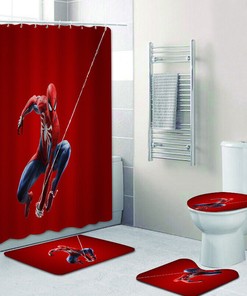 Spiderman Bathroom Shower Curtain Anti-Slip Gift for a Safe Bathroom
