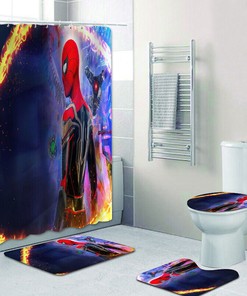 Spiderman Bathroom Shower Curtain Anti-Slip Gift for a Safe Bathroom