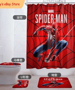 Spiderman Bathroom Shower Curtain Foot Mat Gift for a Coordinated Look