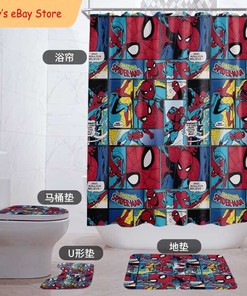 Spiderman Bathroom Shower Curtain Set - Comic Hero Bath Accessory