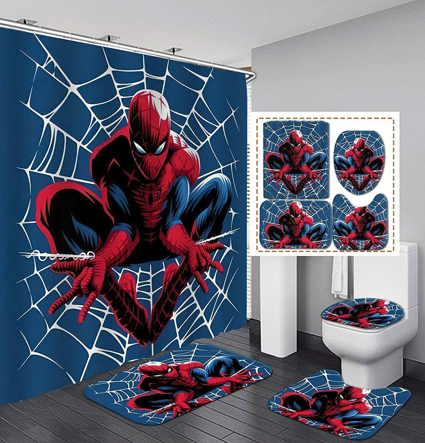 Spiderman Bathrooms Set Shower Curtain Decor for a Unique Touch