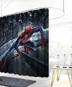 Spiderman Climbs Window 3D Shower Curtain Bathroom Decor Waterproof for a Dramatic Effect