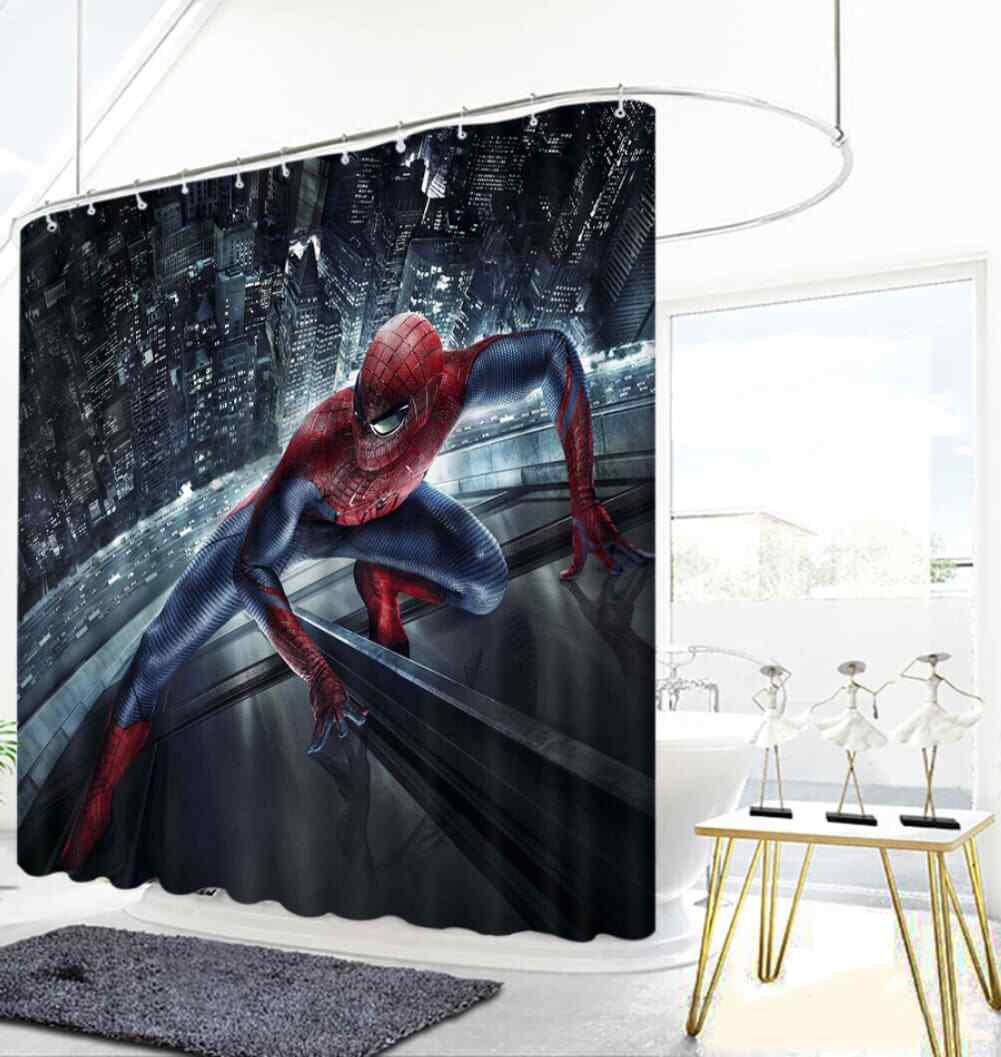 Spiderman Climbs Window 3D Shower Curtain Bathroom Decor Waterproof for a Dramatic Effect