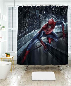 Spiderman Climbs Window 3D Shower Curtain Bathroom Decor Waterproof for a Dramatic Effect
