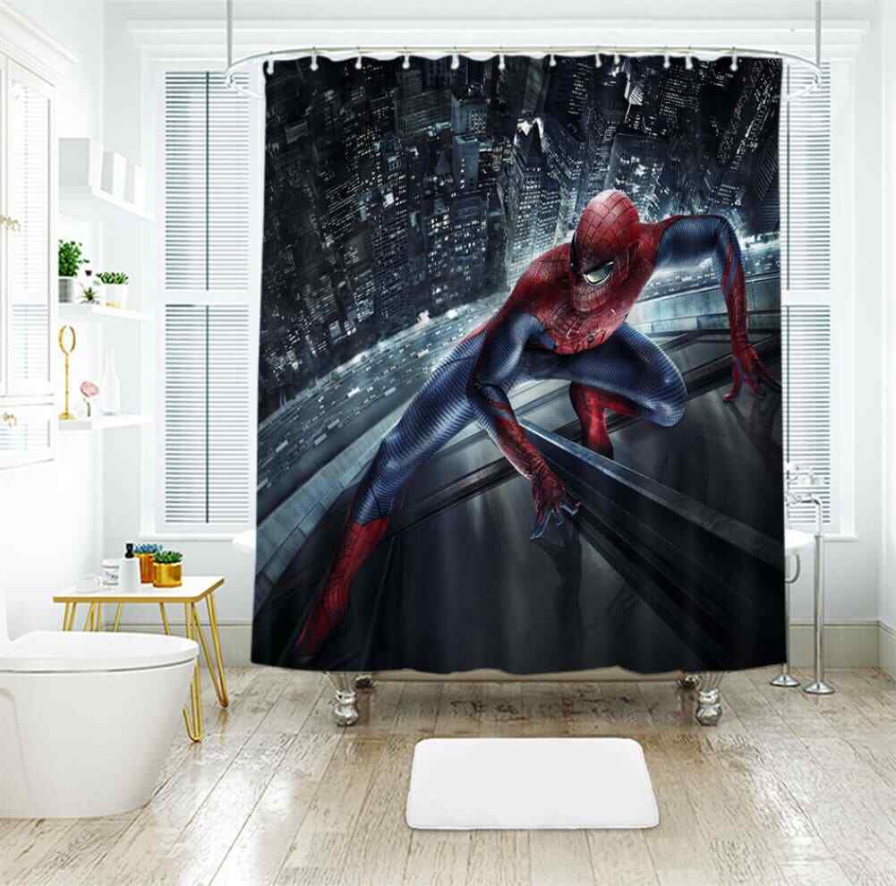 Spiderman Climbs Window 3D Shower Curtain Bathroom Decor Waterproof for a Dramatic Effect