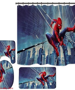Spiderman Foot Mat And Shower Curtain Set For A Playful Bathroom