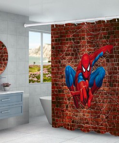 Spiderman Print Waterproof Bathroom Shower Curtain for a Cool Spider-Man Bathroom Decor