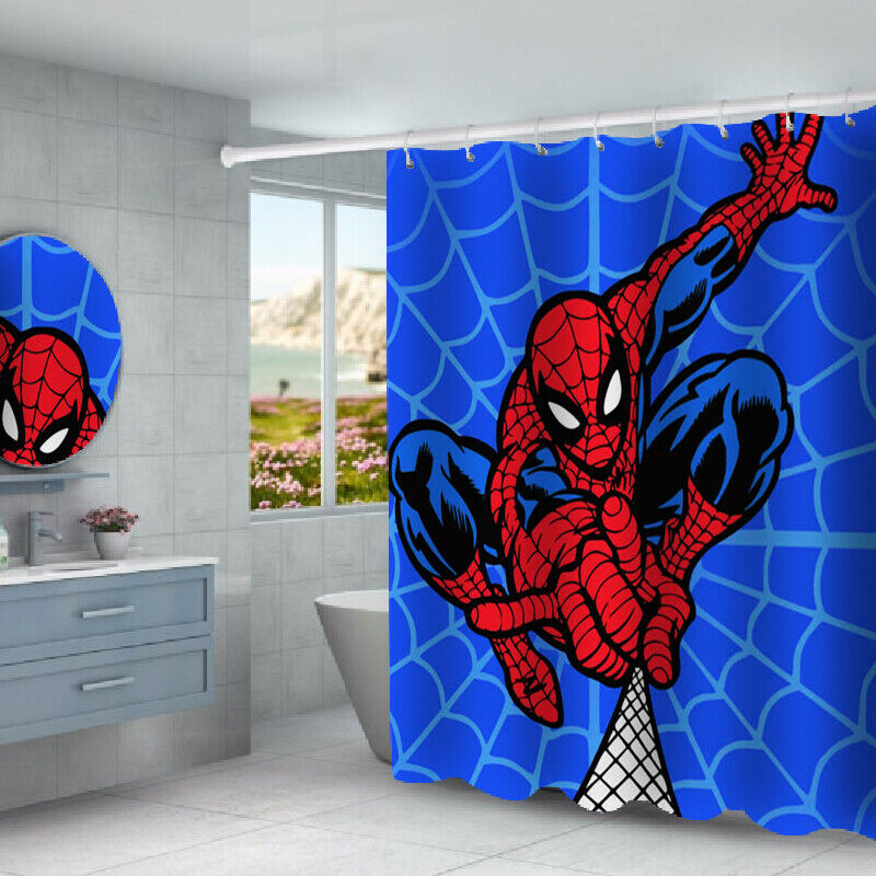 Spiderman Print Waterproof Bathroom Shower Curtain for a Cool Spider-Man Bathroom Decor