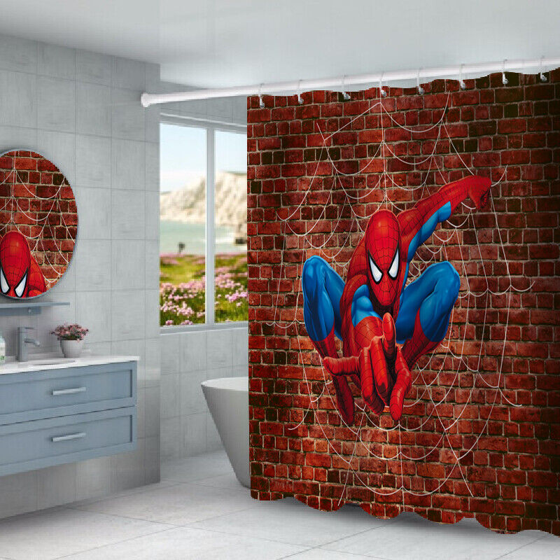 Spiderman Print Waterproof Bathroom Shower Curtain for a Cool Spider-Man Bathroom Decor