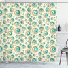Spiral Circle Tile Print Shower Curtain For Contemporary Bathroom
