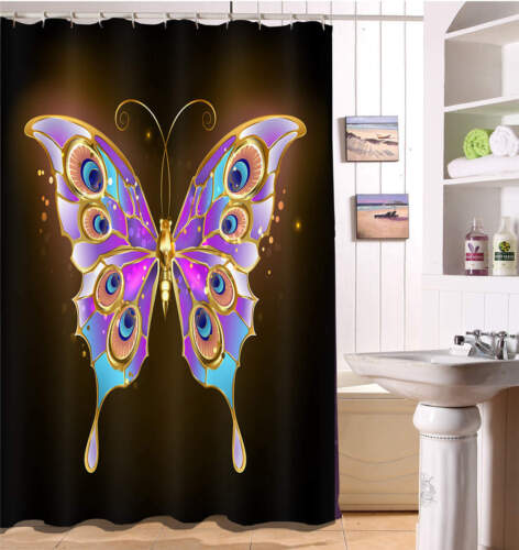 Spirit Butterfly Waterproof Shower Curtain with Colorful Flower Print