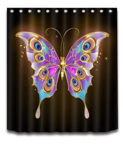 Spirit Butterfly Waterproof Shower Curtain with Colorful Flower Print