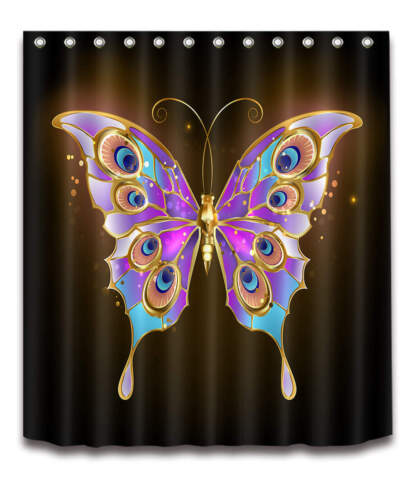 Spirit Butterfly Waterproof Shower Curtain with Colorful Flower Print