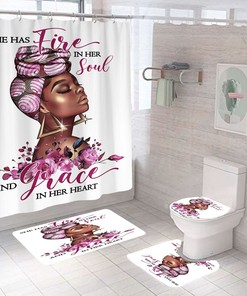 Spirit Goddess African American Shower Curtain 4 Piece Set