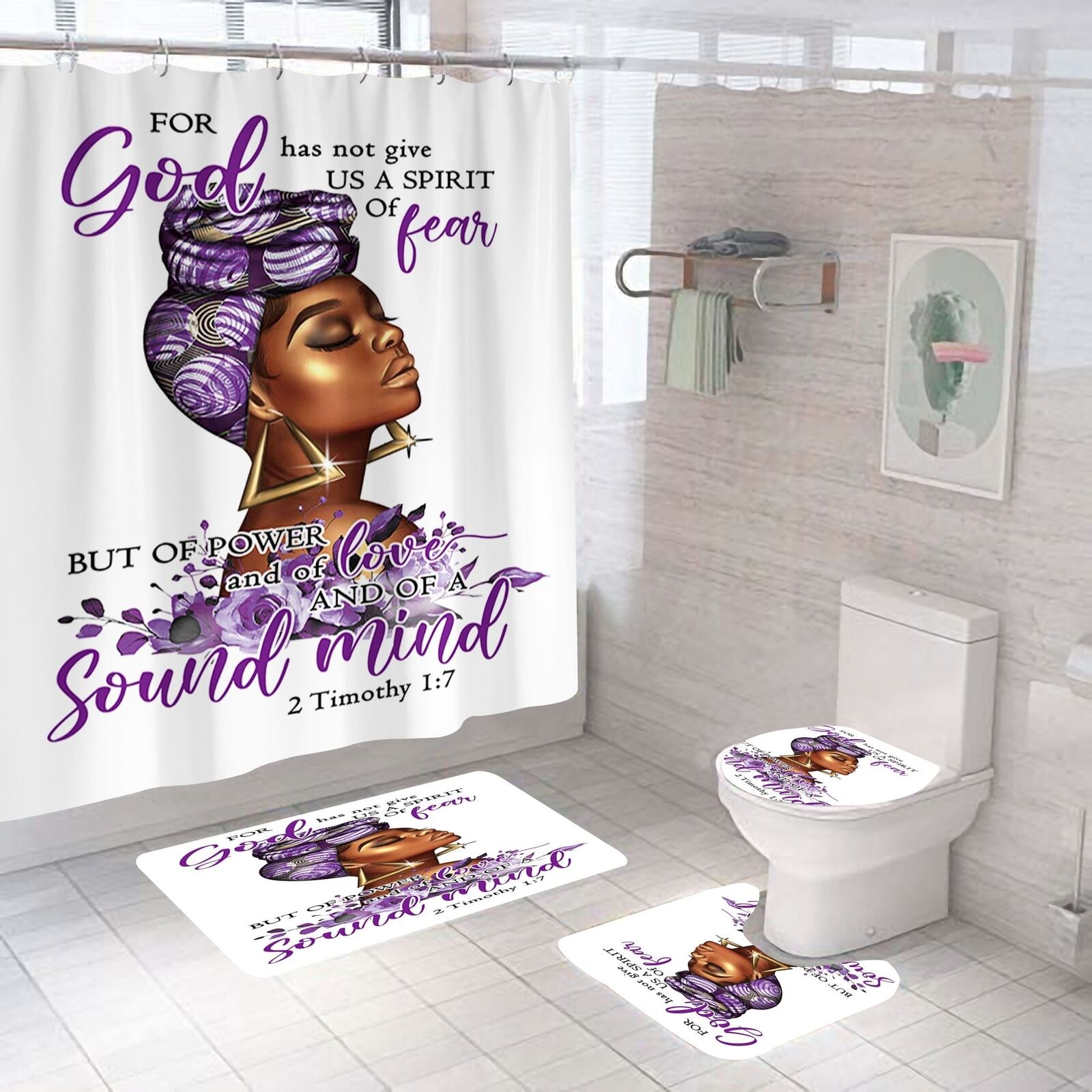 Spirit Goddess African American Shower Curtain 4 Piece Set - Image 2