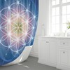Spiritual Blue Sacred Geometry Shower Curtain, Yoga And Flower Of Life Design, Bathroom Decor
